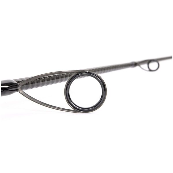 Ergonomic high-density EVA split grip handle and heavy-duty Fuji Reel Seat locking mechanism on the Falkor Blue Blood spinning rod.