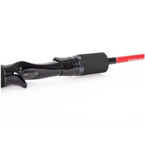 Ergonomic high-density EVA split-grip handle and versatile Fuji Reel Seat on the Falkor Red Gravity rod.
