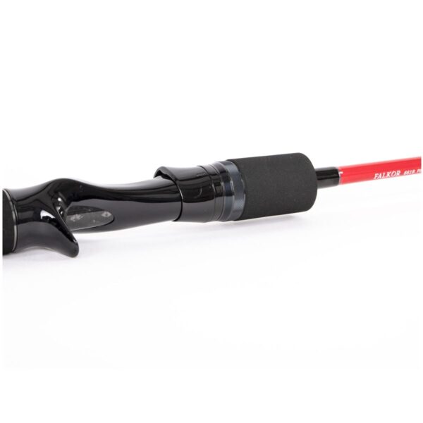 Ergonomic high-density EVA split-grip handle and versatile Fuji Reel Seat on the Falkor Red Gravity rod.