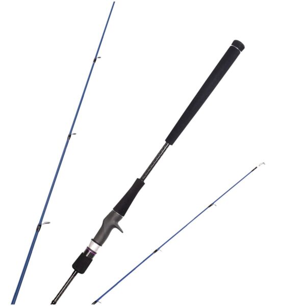Falkor Tiarna single-section solid carbon Tai Rubber fishing rod showing its slim black blank profile and progressive action curve